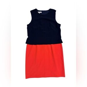 Evan Picone Charleston Tank Midi Dress Womens Navy Blue Orange Shift NEW Size 16